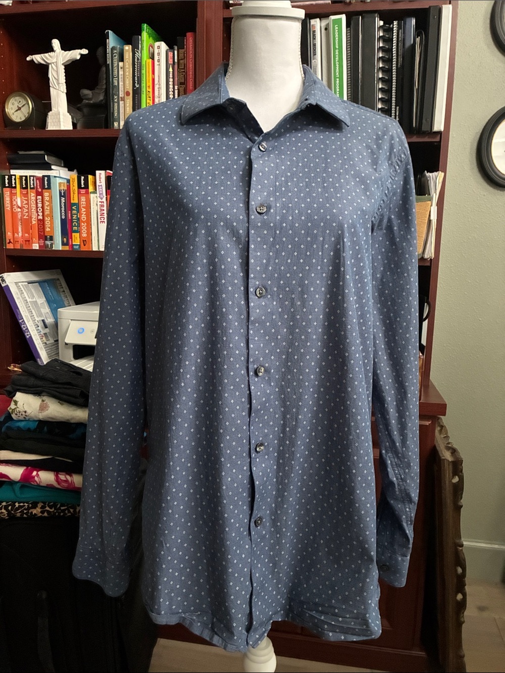 Apt. 9 Navy Dot-Print Button-Down Shirt